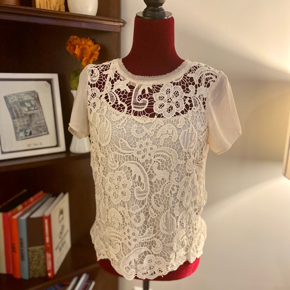 Adiva lace blouse - Cream Sz Med